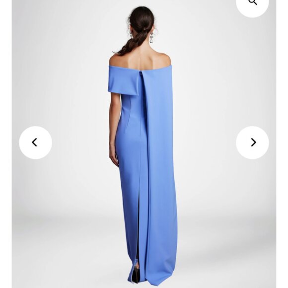 Frascara Pearl Blue Size 14 Off the Shoulder Jersey Gown - Picture 6 of 6